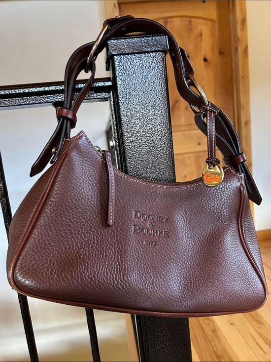 Dooney & Bourke Handbags - Dooney & Bourke Dark Brown Pebbled Leather Shoulder Bag